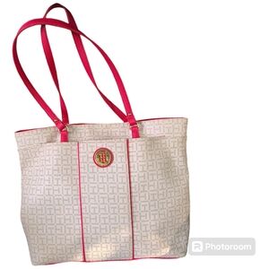 Tommy Hilfiger Tote‎ PINK STRAPS TH ALL OVER PRINT Bag